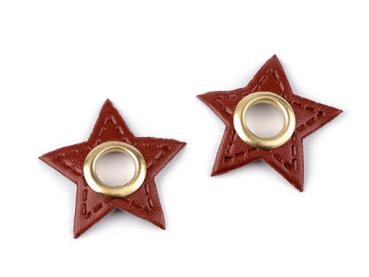 Ösen-Patches Sternform Ø 30 mm, LochØ8mm Cognacbraun-Gold